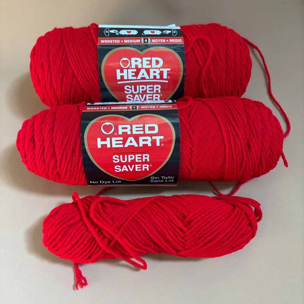 Red Heart Super Saver Yarn Cherry Red 0319 Worsted Medium 4 Lot 14.5oz Partial